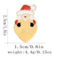 Cartoon Santa Claus and yellow LOVE heart enamel pin with size and weight specs - Santa Claus Style (C3244-2)