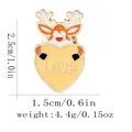 Cartoon reindeer enamel pin with yellow LOVE heart, golden metal trim, 2.5cm height - Reindeer Style (C3244-4)