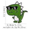 Cute green dinosaur enamel pin wearing sunglasses for backpacks and clothes - Smiling Dinosaur With Sunglasses Style (C3238-3)