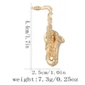 Golden saxophone brooch musical instrument pin badge measuring 4.4cm by 2.5cm - Saxophone Style (C3237-1)
