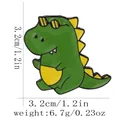 Cute green dinosaur enamel pin with sunglasses, measuring 3.2cm and weighing 6.7g - Standing Dinosaur With Sunglasses Style (C3238-4)