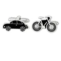 Gemelli da uomo in metallo a forma di auto e bicicletta per camicie francesi - Set Auto e Bicicletta (B1636)
