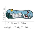 Calamita con paesaggio montano innevato, funivia rossa e bosco, larghezza 5,9 cm - Stile Funivia di Montagna(BXT0015-1)