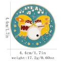 Enamel drum kit music brooch badge with musical notes and stars in teal and gold finish - C3245-1
