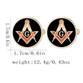 Gemelli massonici neri e dorati con simbolo G, diametro 1,7 cm, accessorio moda elegante - Oro Nero (B1637-2)