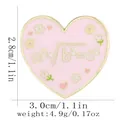 Pink heart enamel brooch with math formula, small flowers and gold metal trim - Pink Heart Math Formula (C3282)