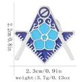 Blue Freemasonry brooch with forget-me-not flower in silver-tone alloy finish - Blue Floral Style (C3249-5)