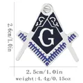 Silver Masonic brooch pin with blue enamel finish and letter G, 2.6cm size accessory - Silver Blue Symbol Style (C3249-6)