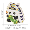 Aimant de frigo panda danse du lion dimensions 4.6cm hauteur détails émail - Style Panda à Tête de Lion Bleue(BXT0016-1)