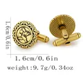 Boutons de manchette dorés avec relief Cupidon et fermoir pivotant en forme de T - Style Relief Ange Amour (P1146)