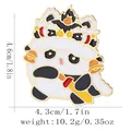 Aimant de frigo danse du lion blanc en émail, dimensions 4,6cm par 4,3cm et poids 10,2g - Style Panda Lion Exquis Rouge Jaune Noir(BXT0016-4)