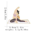 Yoga girl enamel brooch pin in purple outfit and gold alloy plating for bags - Yoga Stretching Style