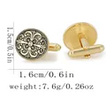 Boutons de manchette vintage dorés à motif fleur de lys pour chemises habillées - Style Floral Relief Vintage (P1145)