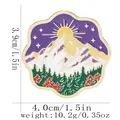 Landscape enamel pin with mountains and purple starry sky design 3.9x4.0cm - Purple Starry Sky Forest Style (C3275-1)