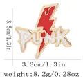 Broche en émail punk avec éclair rouge et bordure dorée taille 3,5 cm - C3288