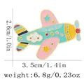 Cartoon airplane enamel pin with colorful clouds and star details, dimensions 3.5x2.6cm - Multicolor Airplane Style (C3289)
