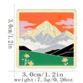 Square enamel pin with nature landscape design featuring mountains and clouds size 1.2in - Sunset Snow Mountain Meadow Style (C3275-2)