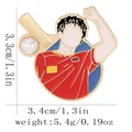 Detail view of table tennis enamel pin showing 3.3cm size and sports character design - Celebrating Motion Style (C3294-2)