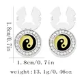 Boutons de manchette Tai Chi Yin Yang pour hommes avec cristaux blancs de 1,8 cm diamètre - Style Tai Chi (B1643)