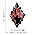 Broche flamme en émail avec motif goutte d'huile rouge et détails argentés - C3278-3
