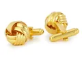 Paire de boutons de manchette dorés torsadés pour chemises d'homme sur fond blanc - B1641-1 Imitation or