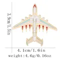 Enamel alloy airplane brooch pin with white finish and dimensions 4.1cm x 3.9cm - C3295-2 (White Gold Transporter)