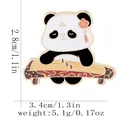 Cartoon panda enamel pin playing guzheng instrument, size 3.4cm x 2.8cm and 5.1g weight - Panda Playing Guzheng Style (C3290-1)