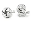 Boutons de manchette nœud torsadé argenté poli avec attache pivotante en T pour chemise - B1641-2 K blanc