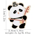 Cartoon panda pin playing erhu with dimensions 3.1x2.6cm and 5.1g weight specification - Panda Playing Erhu Style (C3290-2)