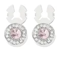 Exquisite silberfarbene Rundstecker mit rosa Kristall und weißem Pavé-Besatz - Rosa Stil (B1642-2)