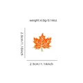 Orange maple leaf enamel pin with gold metallic edges showing size and weight specs - Orange Maple Leaf Style (C3345)