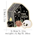 Pin esmaltado Halloween gato negro con lápida y rosa roja, tamaño 2,9cm x 2,8cm - Gato Negro Ataúd The End