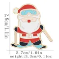 Cute enamel Santa Claus skiing brooch with dimensions 2.9cm x 2.7cm and weight 3.3g - Skiing Santa Claus (C3317-2)