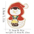 Cute Christmas snowman enamel pin brooch with red hooded cape and dimension details - Snowman in Red Cloak (C3317-3)