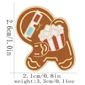 Cute gingerbread man enamel pin wearing 3D glasses with popcorn, 2.6cm tall badge - Gingerbread Man with 3D Glasses (C3317-5)