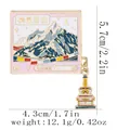 Emaille-Brosche Meili-Schneeberg mit Stupa-Anhänger, 12,1g kulturelles Souvenir - C3315-4