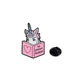 Cute pink unicorn reading a book enamel pin badge with The Literary Academy text - Unicorn Reading Style (C3351-2)