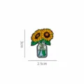 Sunflower enamel pin in a glass bottle design with 3cm height and 3g weight - Potted Sunflower