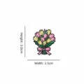 Pink and yellow tulip bouquet enamel pin with pink bow, height 3.0cm, weight 3g - Pink and Yellow Bouquet