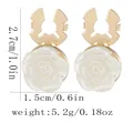 Detail view of rose earrings with dimensions 2.7cm height and 1.5cm width specs - Pearl White Rose Style (B1651-2)