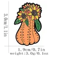 Broche de esmalte de girasol con pétalos amarillos y base naranja y medidas - Girasol Calabaza (C3319-1)