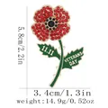 Poppy flower crystal brooch with Veterans Day 11.11 inscription in golden finish - 11-11 Veterans Day Style (C3367-3)