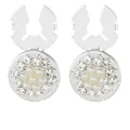 Elegante zilveren oorknopjes met parelbloemontwerp omgeven door fonkelende strassteentjes - Zilveren Stijl (B1648-1)
