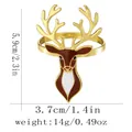 Golden reindeer napkin ring with brown enamel detail and size dimensions in inches - Elk Style(Z1359-2)