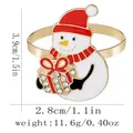 Golden Christmas snowman napkin ring with red hat and dimensions 3.9x2.8cm - Snowman with Gift Box(Z1359-3)