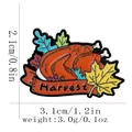 Cartoon turkey and harvest ribbon enamel pin badge with vibrant autumn leaves design - Roast Turkey Harvest (C3319-6)