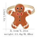 Bruine peperkoekman servetring met rode strik voor feestelijke kersttafel decoratie - Peperkoekmannetje Stijl(Z1359-7)