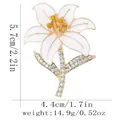 Elegant lily flower brooch with white enamel petals and gold frame for coat accessories - Lily Style (C3385)