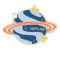 Detail of Neptune enamel brooch with planet rings and gold trim on a white background - Neptune (C3397-1)
