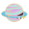 Macro shot of macaron enamel Venus planet pin with gold detailing and star patterns - Venus (C3397-3)